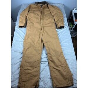 Blue Mountain Coveralls Size L Tall Tan Brown Workwear Long Sleeve Zip Collared